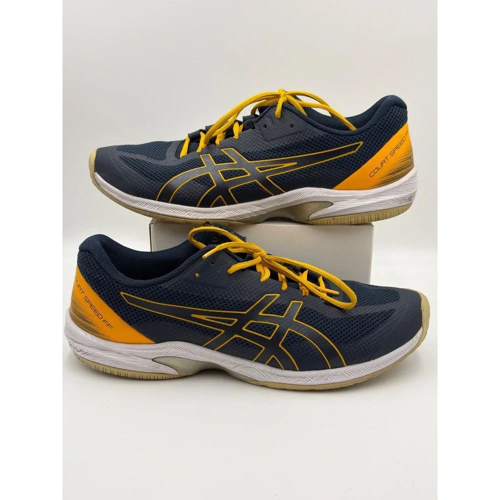 Asics Court Speed FF Mens 12 Tennis Shoes Navy Blue Yellow 1041A092